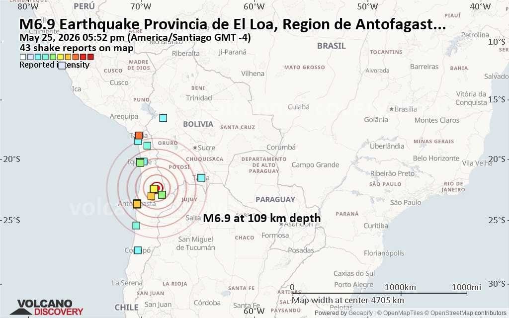 Terremoto de 6.9 grados sacude Chile